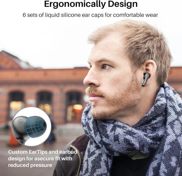 TOZO T9 True Wireless Earbuds Environmental Noise Cancellation 4 Mic Call Noise Cancelling Headphones Deep Bass Bluetooth 5.3 Light Weight Wireless Charging Case IPX7 Waterproof...