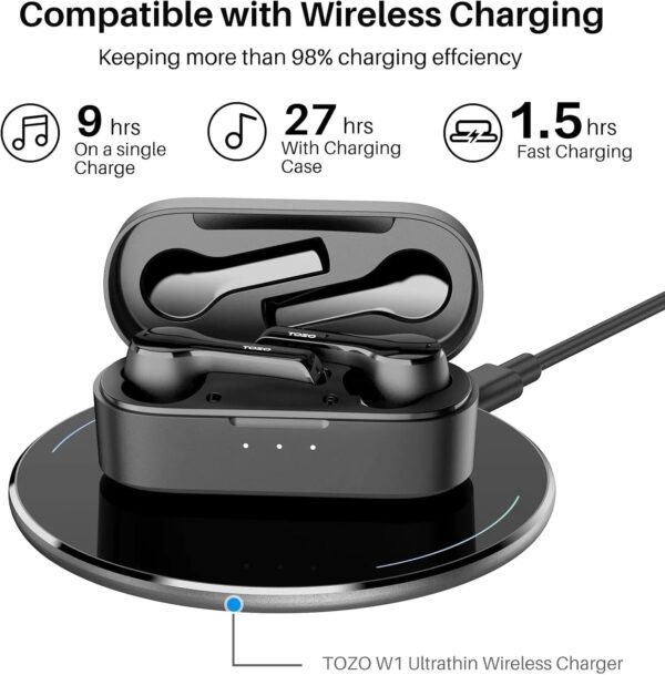 TOZO T9 True Wireless Earbuds Environmental Noise Cancellation 4 Mic Call Noise Cancelling Headphones Deep Bass Bluetooth 5.3 Light Weight Wireless Charging Case IPX7 Waterproof...