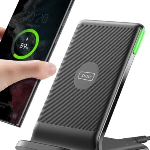 INIU Wireless Charger, 15W Fast Qi-Certified Wireless Charging Station with Sleep-Friendly Adaptive Light Compatible with iPhone 16 15 14 13 Pro XS 8 Plus Samsung Galaxy S23 S22...