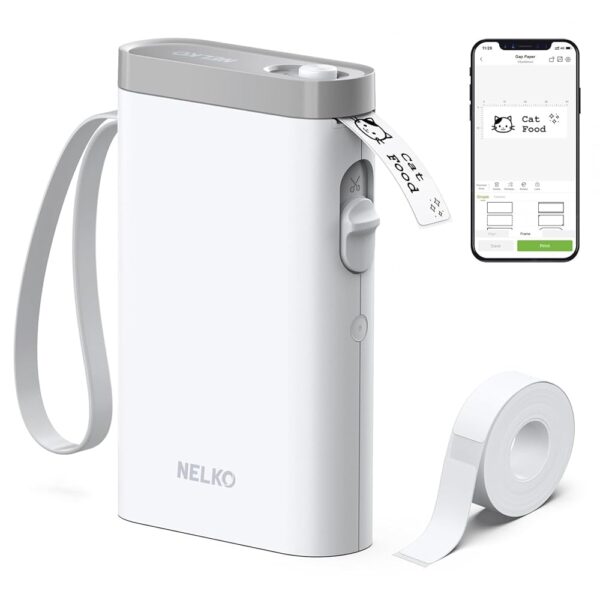 Nelko Label Maker Machine with Tape, P21 Bluetooth Label Printer, Wireless Mini Label Makers with Multiple Templates for Organizing Office Home, White, 1 Pack