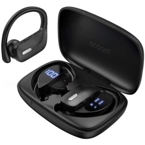 occiam Wireless Earbuds Bluetooth Headphones 48H Play Back Earphones in Ear Waterproof with Microphone LED Display for Sports Running Workout Black