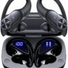 PocBuds Bluetooth Headphones Wireless Earbuds 80hrs Playtime Wireless Charging Case Digital Display Sports Ear Buds with Earhook Deep Bass IPX7 Waterproof Over-Ear Earphones for...