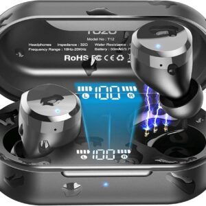 TOZO T12 Wireless Earbuds Bluetooth Headphones Premium Fidelity Sound Quality Wireless Charging Case Digital LED Intelligence Display IPX8 Waterproof Earphones(Renewed) (Dark... TOZO T12 Wireless Earbuds Bluetooth Headphones Premium Fidelity Sound Quality Wireless Charging Case Digital LED Intelligence Display IPX8 Waterproof Earphones(Renewed) (Dark...
