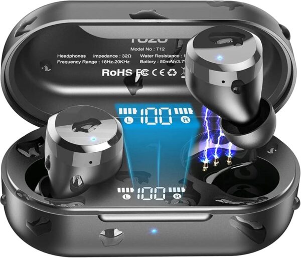 TOZO T12 Wireless Earbuds Bluetooth Headphones Premium Fidelity Sound Quality Wireless Charging Case Digital LED Intelligence Display IPX8 Waterproof Earphones(Renewed) (Dark... TOZO T12 Wireless Earbuds Bluetooth Headphones Premium Fidelity Sound Quality Wireless Charging Case Digital LED Intelligence Display IPX8 Waterproof Earphones(Renewed) (Dark...