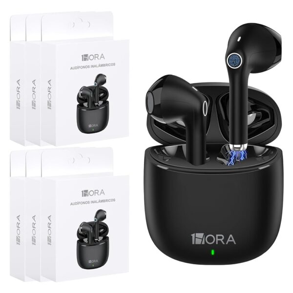 1 Hora 6 Packs Wireless Earbuds Bluetooth 5.3, Sports Headphones Deep Bass in-Ear Earphones, Premium Sound with Charging Case, Compatible with iPhone, Android Smartphone,...
