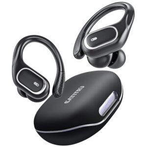 Bluetooth Headphones Wireless Earbuds with Earhooks for Sport, HiFi Stereo, ENC Mic, 80Hrs LED Display, IPX7 Waterproof Ear Buds for During Running/Workout Black