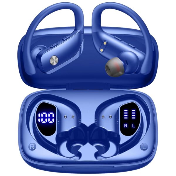 bmani Wireless Earbuds Bluetooth Headphones 48hrs Play Back Sport Earphones with LED Display Over-Ear Buds with Earhooks Built-in Mic Headset for Workout Blue bmani Wireless Earbuds Bluetooth Headphones 48hrs Play Back Sport Earphones with LED Display Over-Ear Buds with Earhooks Built-in Mic Headset for Workout Blue