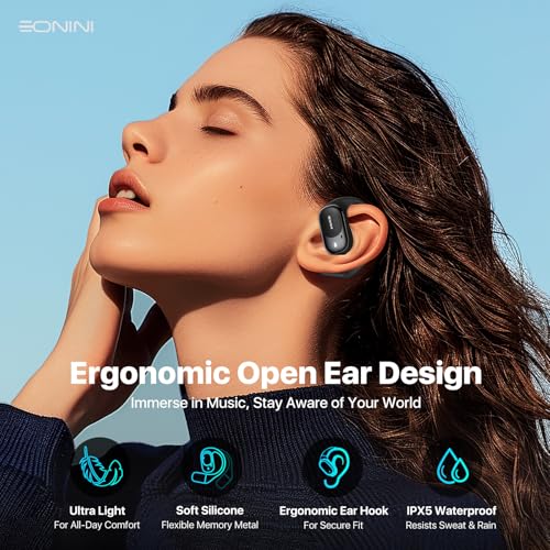 Eonini Y70 Open Ear Headphones Review Wireless Bluetooth Earbuds for Sports