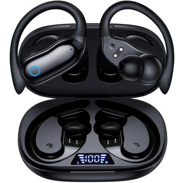 GNMN Ear Buds Wireless Earbuds 96hrs Playback Bluetooth Headphones IPX7 Waterproof Stereo Bass Over-Ear Earphones with Earhooks Microphone LED Battery Display for... GNMN Ear Buds Wireless Earbuds 96hrs Playback Bluetooth Headphones IPX7 Waterproof Stereo Bass Over-Ear Earphones with Earhooks Microphone LED Battery Display for...