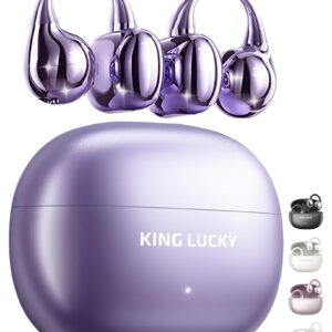 King Lucky Clip on Earbuds Open Ear Wireless Bluetooth 5.4 Headphones with Mic,50H Play,Noise Cancelling,Waterproof,Sports Ear Buds,Comfortable for Small Ears & Glasses... King Lucky Clip on Earbuds Open Ear Wireless Bluetooth 5.4 Headphones with Mic,50H Play,Noise Cancelling,Waterproof,Sports Ear Buds,Comfortable for Small Ears & Glasses...