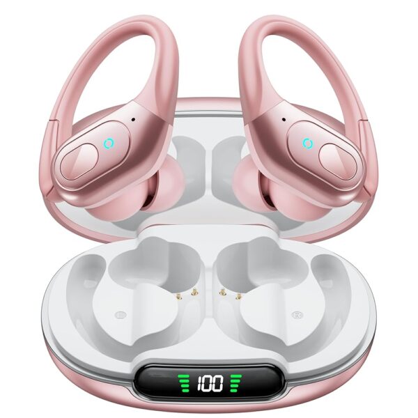 occiam Wireless Earbuds Bluetooth Headphones 90H Playback Sport Ear Buds with Earhook LED Display Charging Case in Ear Sweatproof Running Earphones for Workout iOS Android...