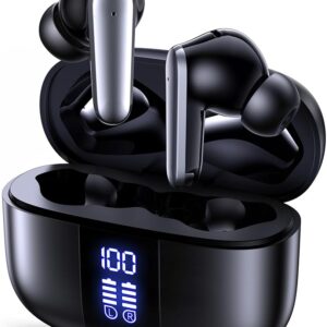 Studio-Quality Wireless Ear Buds with Deep Bass & Enhanced Audio Clarity, Bluetooth 5.4, 10-Year Lifespan Earbuds, ENC Noise Cancelling Calls, Secure Fit Memory Foam Tips, IPX6...