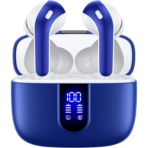 TAGRY Bluetooth Headphones True Wireless Earbuds 60H Playback LED Power Display Earphones with Wireless Charging Case IPX5 Waterproof in-Ear Ear buds with Mic for TV Smart Phone...