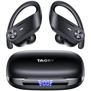 TAGRY Bluetooth Headphones Wireless Earbuds 80Hrs Playtime IPX7 Waterproof Digital Display Sport Ear Buds with Earhook Mic in-Ear Earphones Stereo Sound Earbud for Workout...