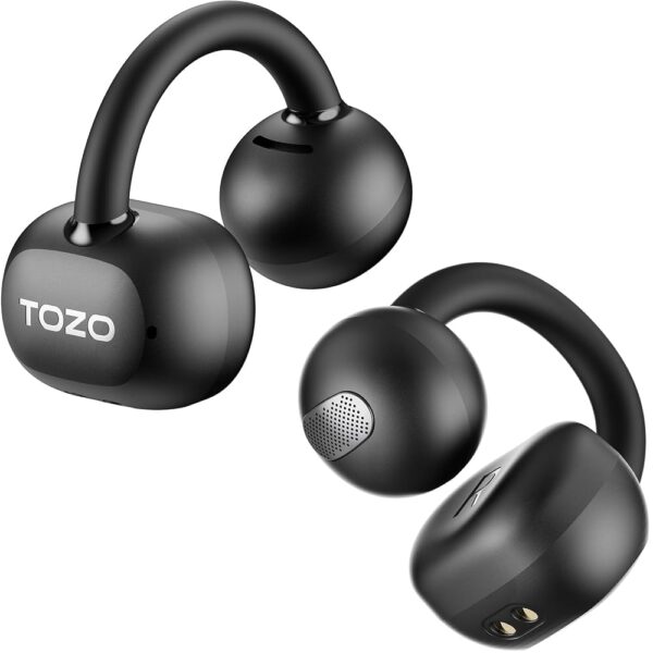 TOZO OpenEarRing True Open Ear Headphones, Lightweight Comfort Open Ear Clip Wireless Earbuds, 40H Play Bluetooth 5.4 Headphones with Smart Digital Display Design Fit Sports...