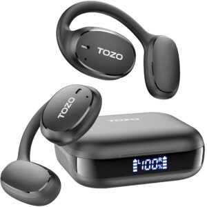 TOZO OpenEgo True Wireless Open Ear Headphone, 5.3 Bluetooth Sport Earbuds with Earhooks for 80H Playback with Digital Display, 32 EQ Modes Dual Mic Clear Call Sweat-Proof for...