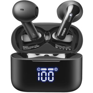 TOZO T21 Wireless Earbuds Bluetooth 5.3 in Ear Headphones Dual Mic Call Noise Cancelling IPX8 Waterproof 44H Playback Stereo Sound with LED Display Wireless Charging Case 32 EQs...