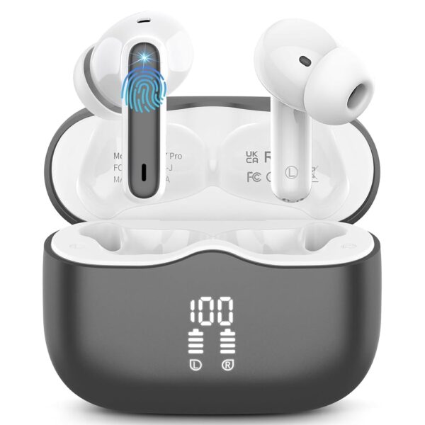 Wireless Earbuds, 2025 Bluetooth 5.4 Headphones in Ear with 4 ENC Noise Cancelling Mic, New Wireless Earphones HiFi Stereo Deep Bass 40H Playtime, LED, in-Ear Bluetooth Ear Buds...