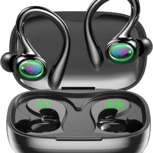 Wireless Earbuds, 60H Playback Bluetooth 5.3 Headphones,Noise Cancelling Wireless Headphones with LED Battery Display, Mics Clear Call, IPX6 Waterproof Bluetooth Earbuds for...