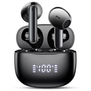 Wireless Earbuds Bluetooth 5.3 Headphones, Bluetooth Earbuds with Noise Cancelling Mic LED Display, Hi-Fi Stereo, 42H Playback, IPX7 Waterproof, Smart Touch Control, Ergonomic...