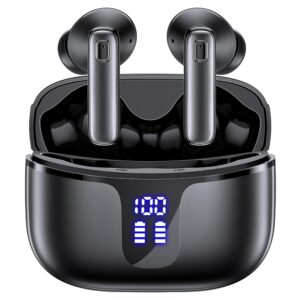 Wireless Earbuds Bluetooth 5.3 Headphones HiFi Stereo Deep Bass Ear Buds 68H Long Playtime Earphones with LED Display Charging Case IPX7 Waterproof for Phones Tablets Laptops...