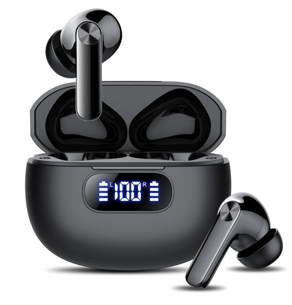 Wireless Earbuds, Bluetooth 5.3 Headphones LED Power Display, 2025 New Wireless Earphones, 4 ENC Noise Cancelling Mic, HiFi Stereo, 48H Playtime Mini Case IP7 Waterproof for...