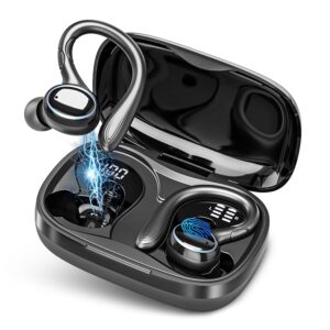 Wireless Earbuds Bluetooth 5.3 Headphones Stereo Ear Buds, ENC Noise Cancelling Mic,IPX7 Waterproof Earphones with Hook for Android iOS Smart Phone Laptop Computer Sports - Black Wireless Earbuds Bluetooth 5.3 Headphones Stereo Ear Buds, ENC Noise Cancelling Mic,IPX7 Waterproof Earphones with Hook for Android iOS Smart Phone Laptop Computer Sports - Black