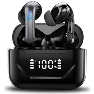 Wireless Earbuds Bluetooth 5.4 Headphones Bass Stereo, IPX5 in-Ear Earphones with 25 dB ENC Noise Canceling Mic, 45H Playtime LED Display USB-C Wireless Ear Buds, Smart Touch...