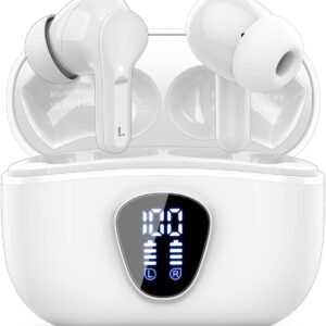 Wireless Earbuds, Bluetooth 5.4 Headphones HiFi Stereo, Bluetooth Earbuds with ENC Noise Cancelling Mic, IP7 Waterproof in Ear Earphones, 48H, LED Display Ear buds for Pad...