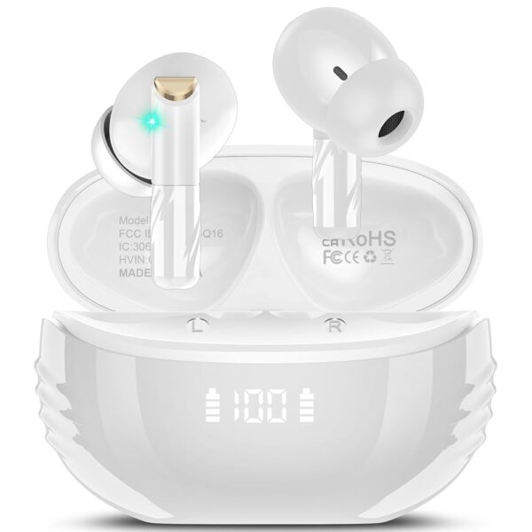Wireless Earbuds Bluetooth 5.4 in Ear Light-Weight Headphones Built-in MIC, 48H Playback HiFi Stereo Bass Earphones, IPX7 Waterproof Ear Buds with Wireless Charging Case, Touch...