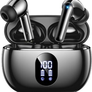 Wireless Earbuds, Bluetooth Ear Buds with Big Bass Stereo Sound, 48 Hours Playtime, Lightweight in-Ear Fit Earphones, IPX7, Hands-Free Calls with AI for iPhone, Android, Pad,...