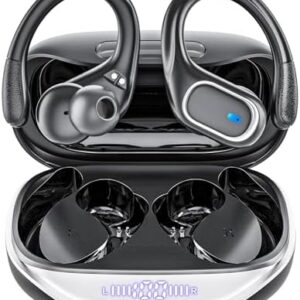 Wireless Earbuds Bluetooth Headphones 80Hrs Playtime Ear Buds IPX7 Waterproof Sports Earphones Wireless Charging Case Over-Ear Earhooks Headest Black