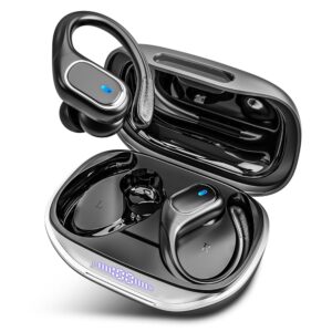 Wireless Earbuds Bluetooth Headphones 80Hrs Playtime Ear Buds IPX7 Waterproof Sports Earphones Wireless Charging Case Over-Ear Earhooks Headest - Black