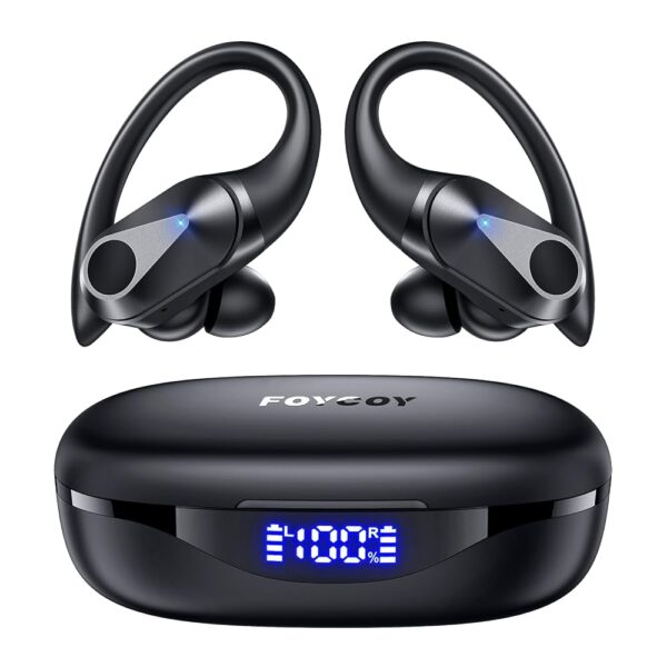 Wireless Earbuds Bluetooth Headphones 90Hrs Playtime Ear Buds IPX7 Waterproof Sports Earphones Wireless Charging Case Over-Ear Earhooks Headest