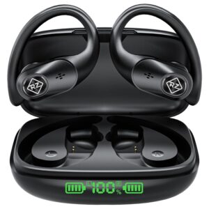 Wireless Earbuds Bluetooth Headphones 96H Playtime LED Display Waterproof Built in Mic Deep Bass Sound Secure Over Ear buds Earhooks for iPhone Android Samsung Cell Phones Sport...