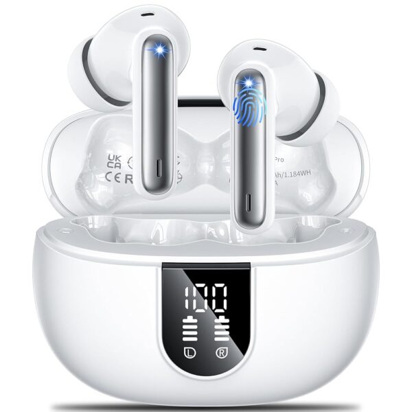 Wireless Earbuds Headphones Bluetooth 5.3 with 4 ENC Noise Cancelling Mics,Hi-Fi Stereo in Ear Ear Buds with LED Screen,IPX6 Waterproof,42h Duration Playback for iPhone and...