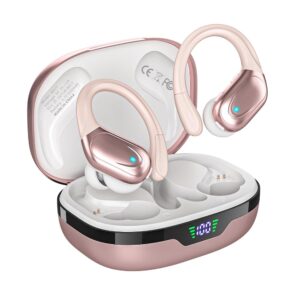 Wireless Earbuds, Sports Bluetooth Headphones, Ear Buds with 80hr Playtime, Noise Canceling, LED Power Display, IPX7 Waterproof Earphones for Workout/Running Rose Gold Wireless Earbuds, Sports Bluetooth Headphones, Ear Buds with 80hr Playtime, Noise Canceling, LED Power Display, IPX7 Waterproof Earphones for Workout/Running Rose Gold